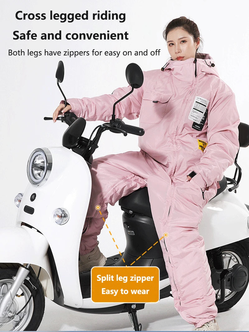 Motorcycle Riding Suit Windproof Plus Velvet Thickened Double-sided Waterproof Snowmobile Jacket Winter Warm Suit for Men Women
