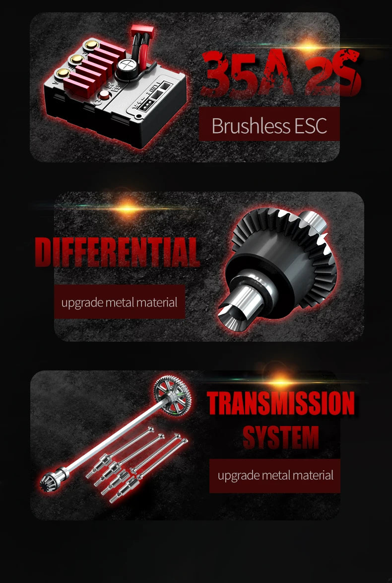 4WD 1:16 80KM/H Super Brushless 50KM/H Brushed RC Car 4x4 Off Road Remote Control High Speed Drift Racing Truck Toy Kids Adults