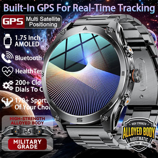 2026 New Military Smart Watch 1000Mah Battery GPS Compass 10ATM Waterproof Tactics Sports Flashlight BT call Smart Watch For Men