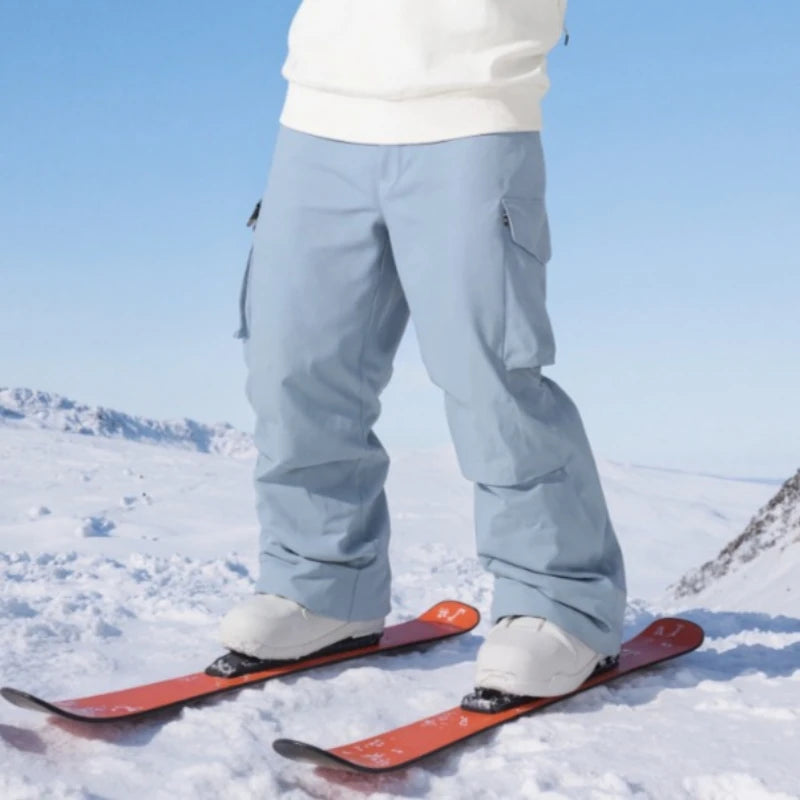 New Men Skiing Pant Solid Sport Warm Windproof Breathable Outdoor Ski Pants Pocket Waterproof Snow Women Adult Snowboard Pant