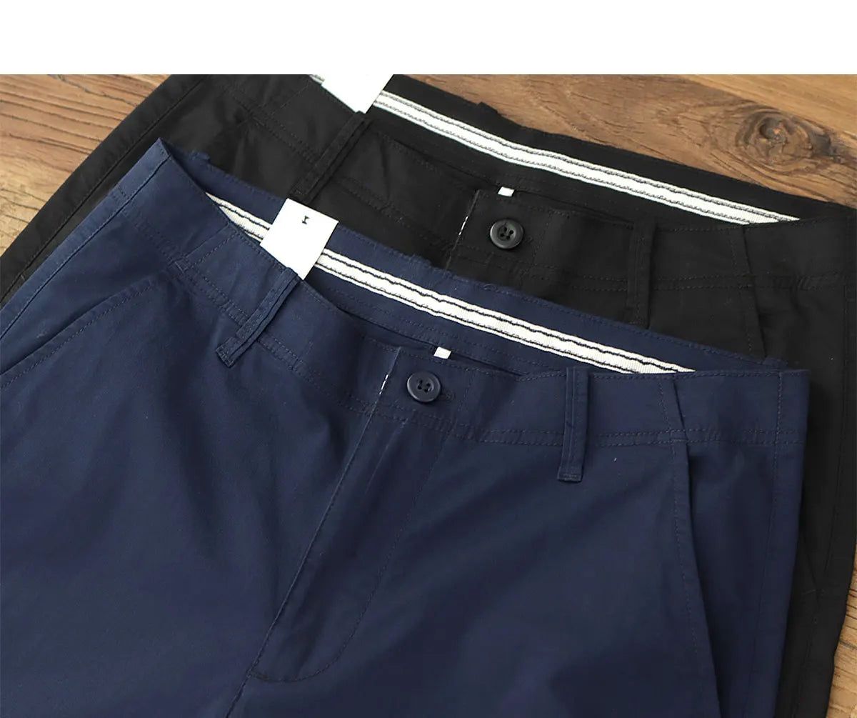 Summer thin straight leg pants American retro Chino simple beige white elastic black casual pants men