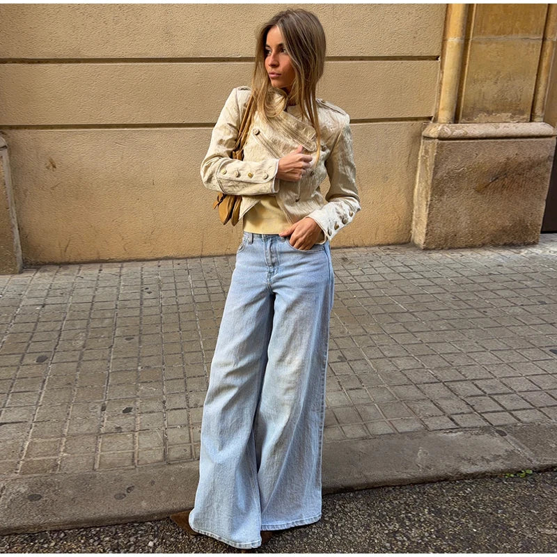 Unique Oblique Button Military Jacket Women Vintage Asymmetry Cropped Napoleon Jackets Lady New Fashion Street Spring Outwear