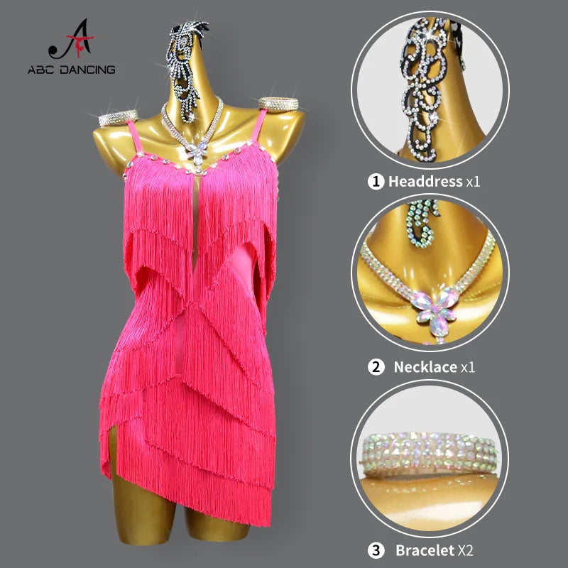2026 Latin Dance Dresses Woman Clothes Sexy Practice Wear Suit Sport Costume Dancewear Stage Prom Girls Fringed Party Sexy Skirt