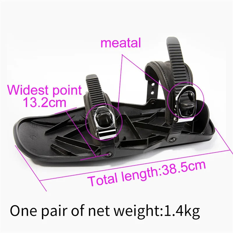 Mini Short Ski Skates Skis Boots Skiboards Adjuatable Adults Short Shoe Snowblades Portable for Winter Outdoor Sports Snow Board