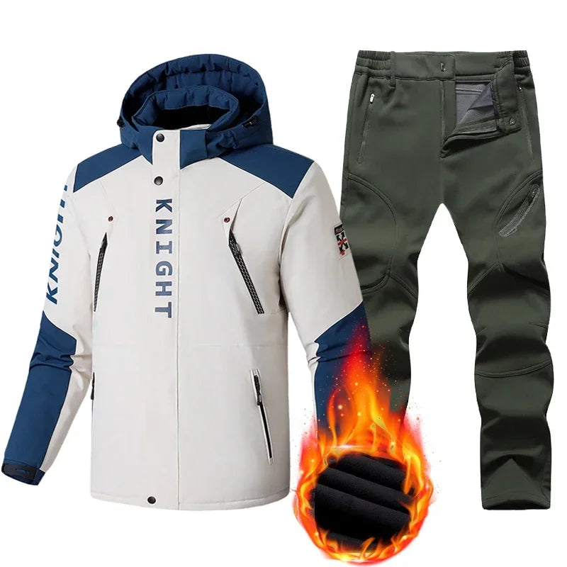Winter Ski Suit Men Snow Parkas Super Warm Windproof Outdoor Sports Skiing Fleece Jackets and Pants Male Snowboard Wear Overalls