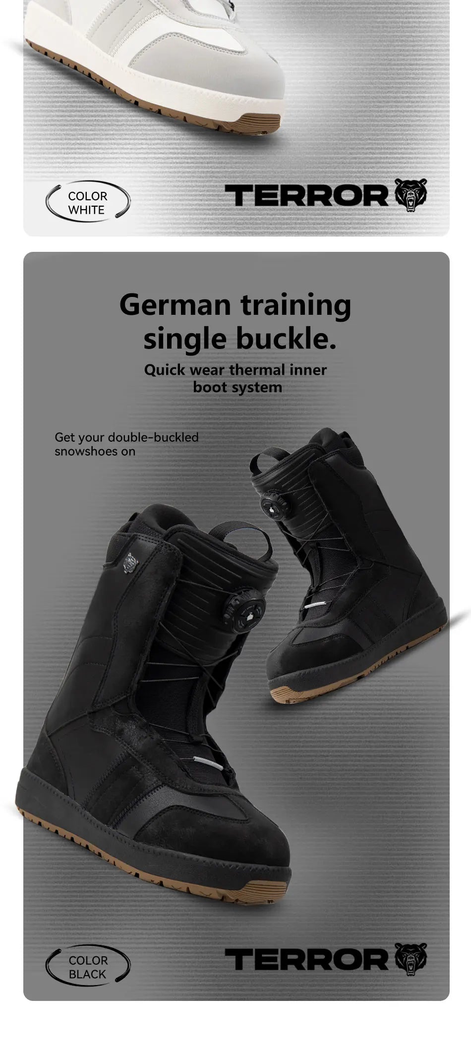 Dexun Dual Buckle Ski Boots Quick-Lace Waterproof Warm EVA Rubber Sole TPU Support Snowboard Shoes Size 36-45