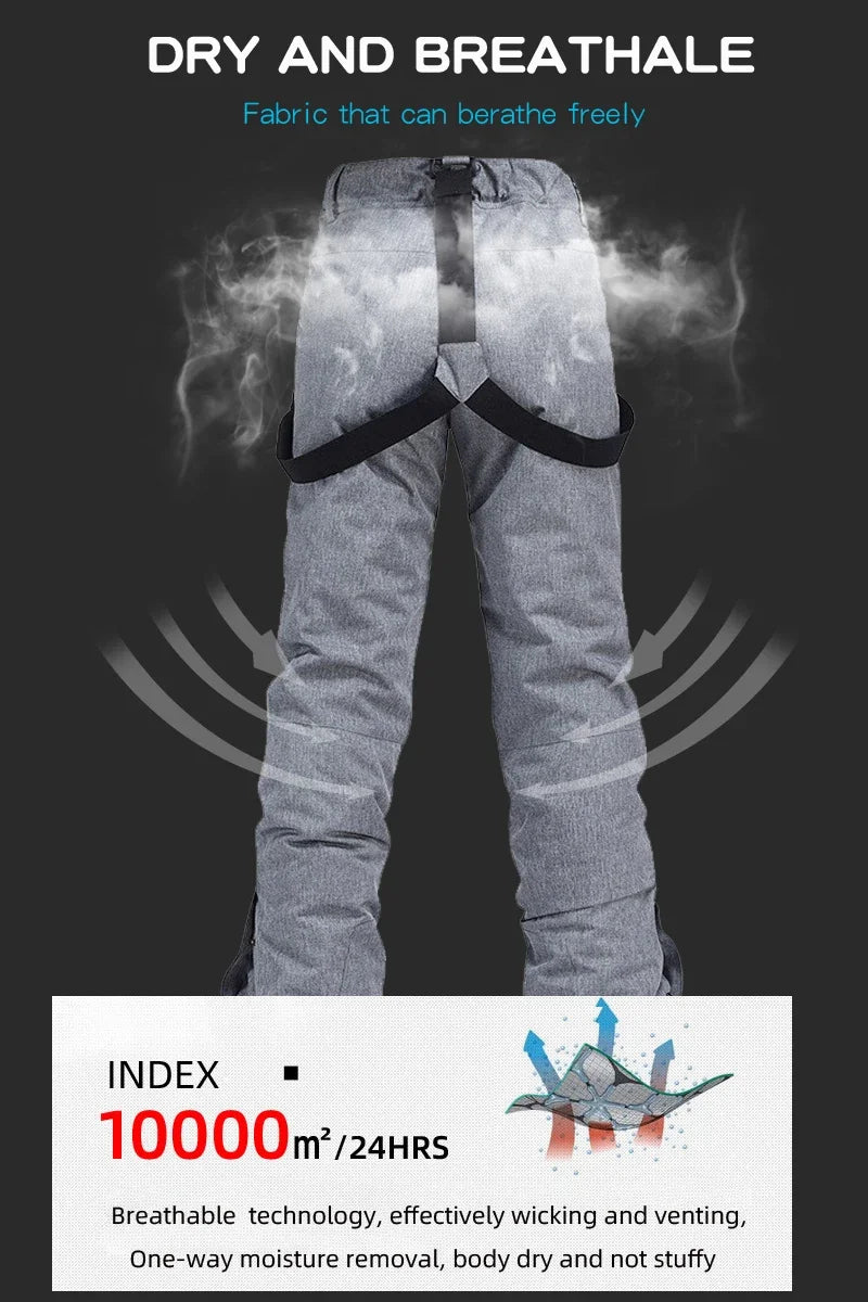 Winter Outdoor Mountain Waterproof Ski Pants For Men Women’s High Quality Windproof Warm Snow Trousers Ski Snowboarding Pants