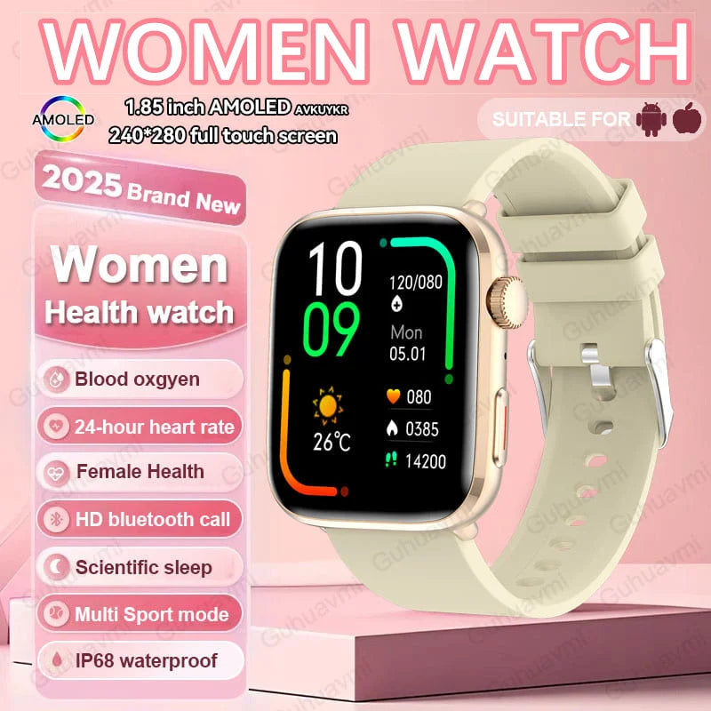 2025 New Women Men AI Smart Diagnosis Watch HRV+PPG Blood Pressure Heart Rate Health Monitor IP68 NFC Fashion Sports Smartwatchs