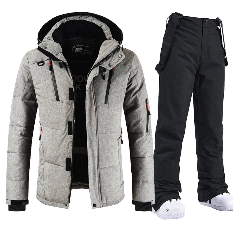 Winter Ski Suit Men Camping Mountain Ski Jacket Ski Pants Warm Windproof Down Jacket Overalls Outdoor Sports Snowboard Clothing
