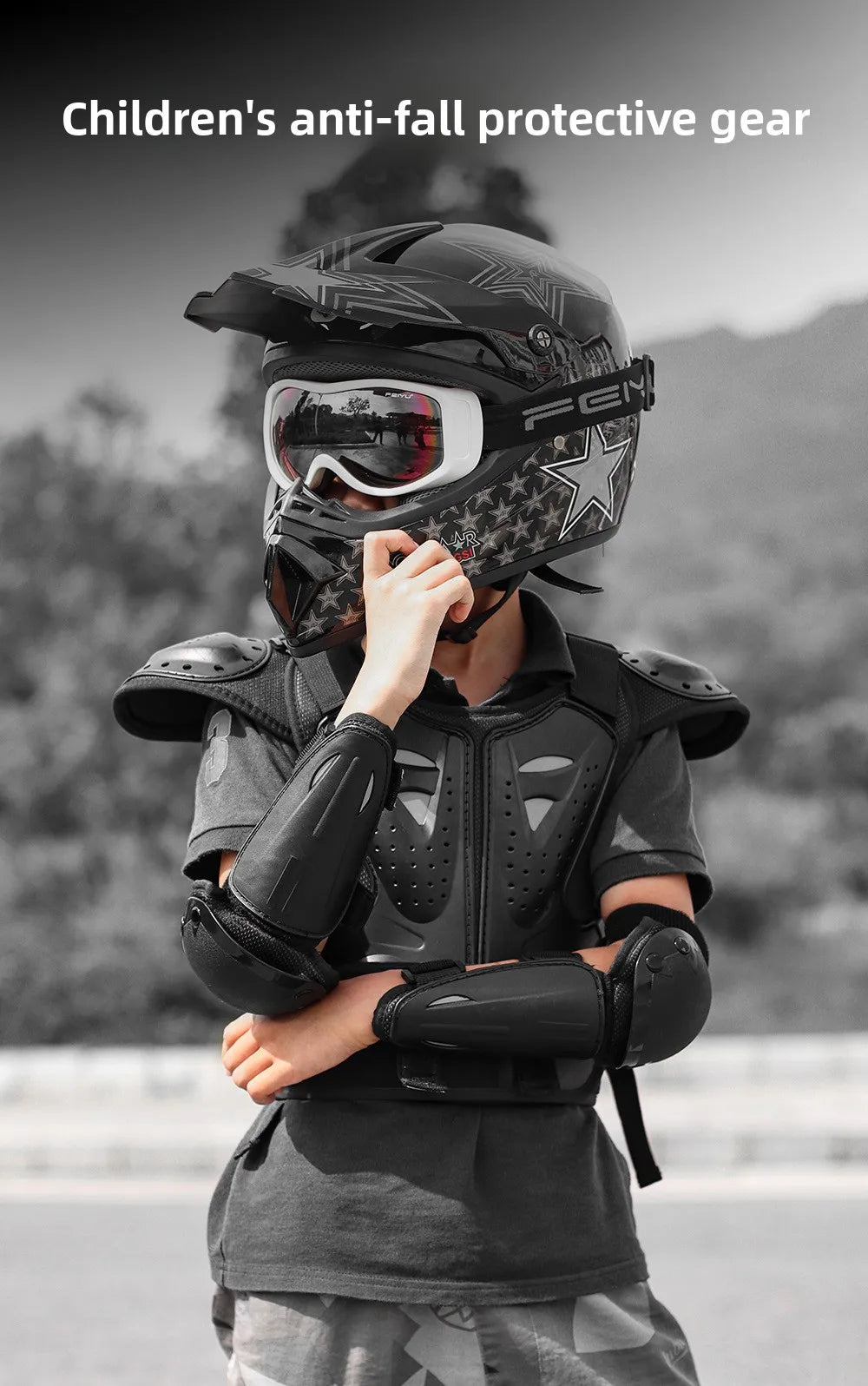 WOSAWE Children's Armor Jacket Spine Chest Protection Equipment Motocross Skateboard Moto Jacket Motorcycle Gear Moto Kids Armor