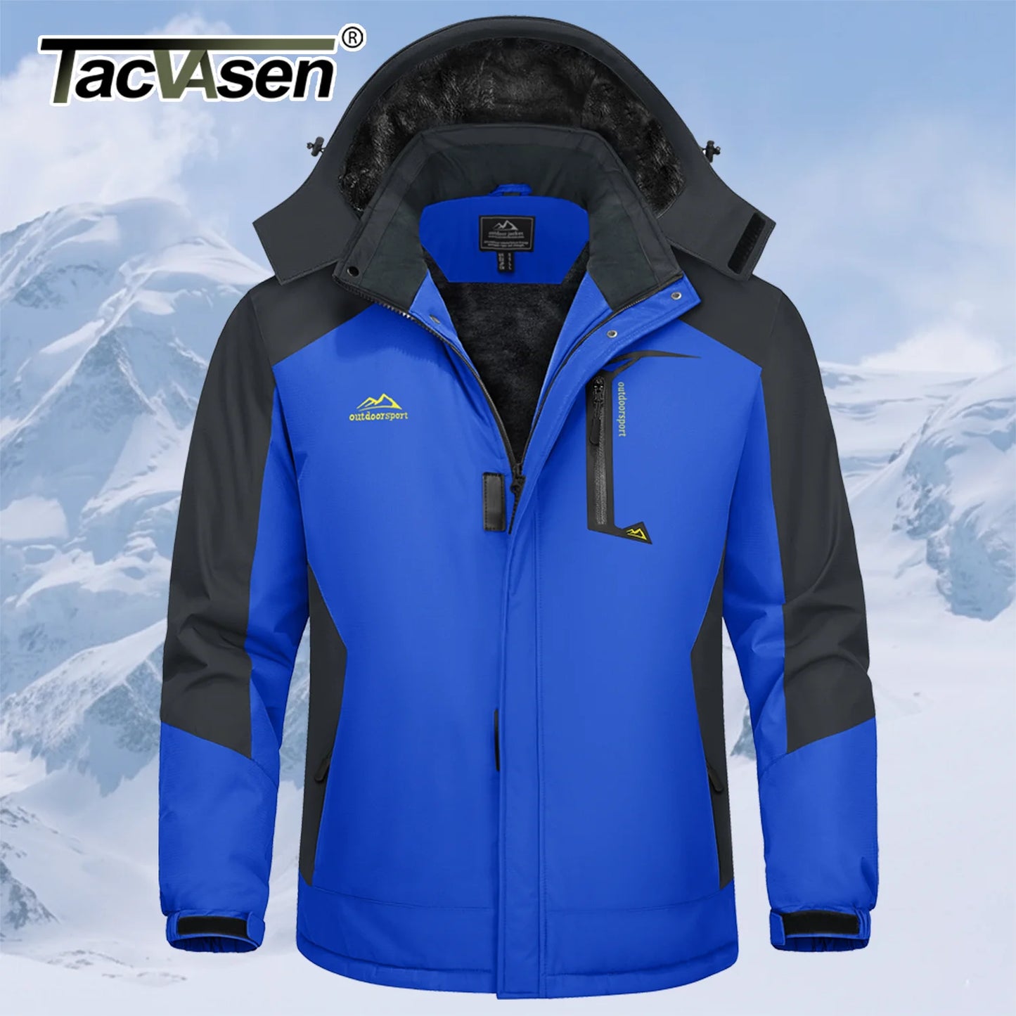 TACVASEN Winter Thicken Coats Mens Ski Snow Jacket Waterproof Fleece Insulated Jackets Outdoor Snowboard Warm Parka Raincoat