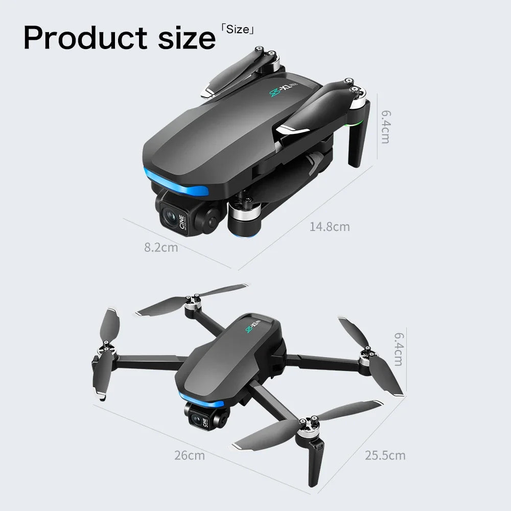S-X1 MAX GPS Drone 4K Camera 3-Axis Gimbal EIS 5KM Digital Transmission Brushless Motor Quadcopter with 4.5" Screen Remote 231g