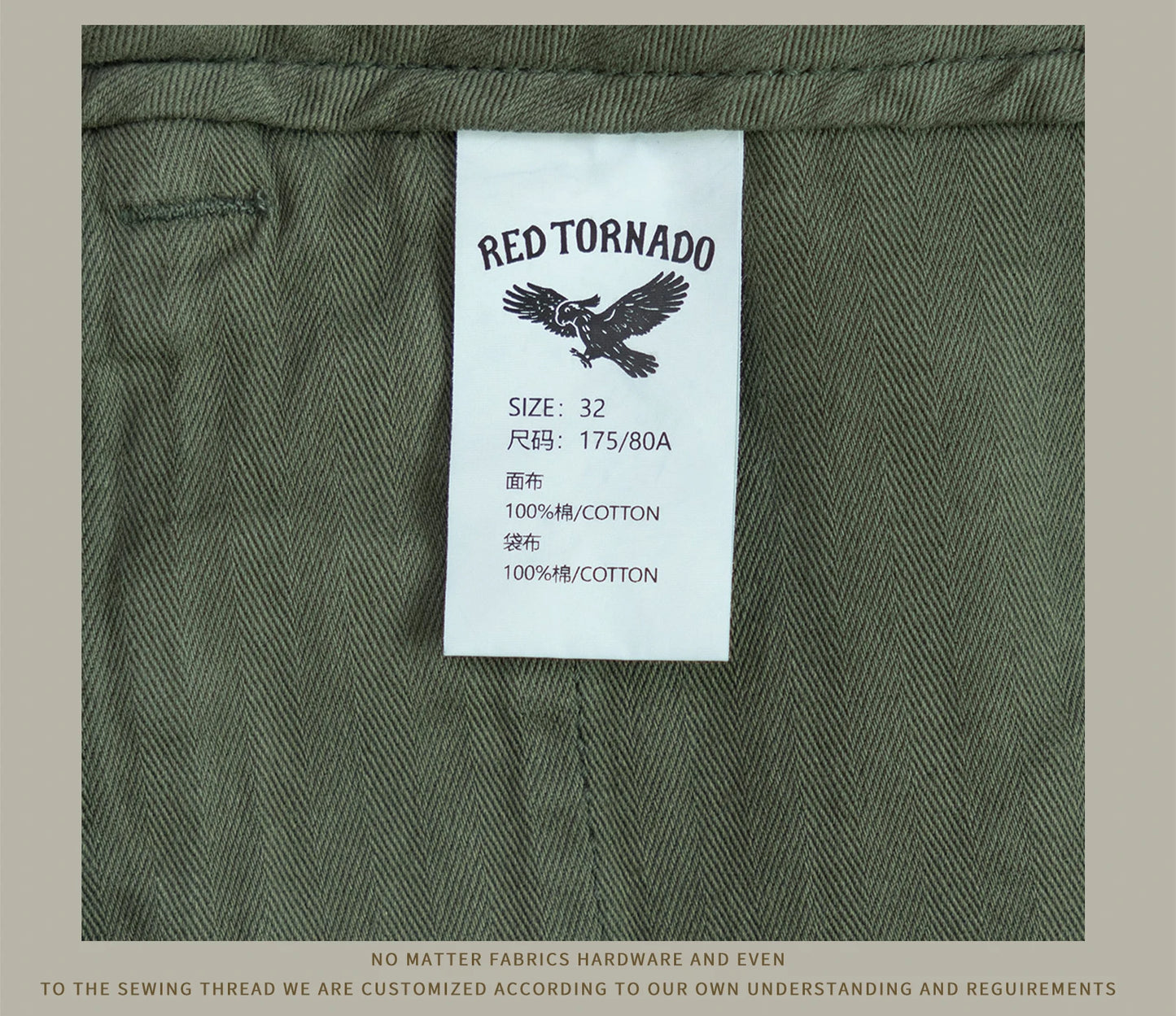 Red Tornado Garmen-Dyed Officer Chino Pants Straight Fit American Casual Style Men's Everyday Trousers