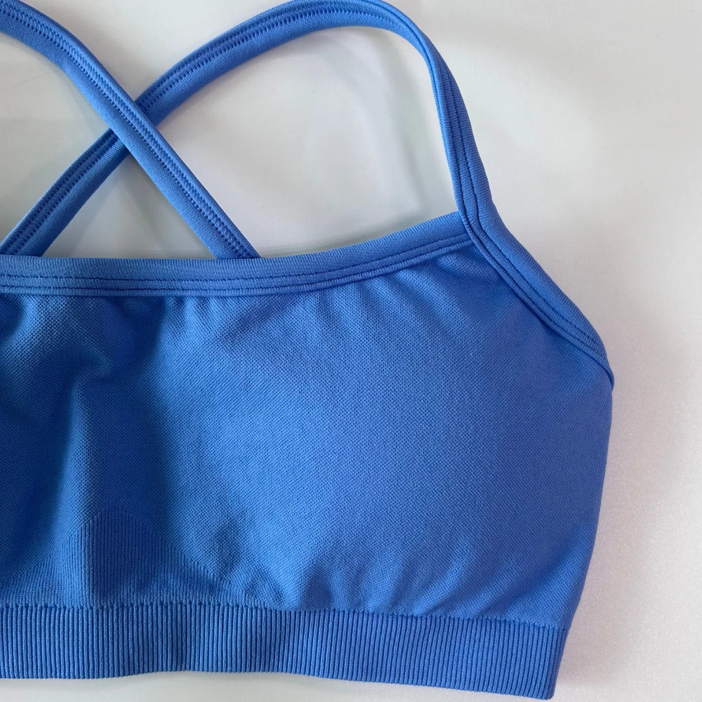 2 Pieces Set For Woman Clothes Seamless Scrunch Yoga Shorts Set Backless ktp Sports Bra Fitness Workout Top Gym Set Outfits