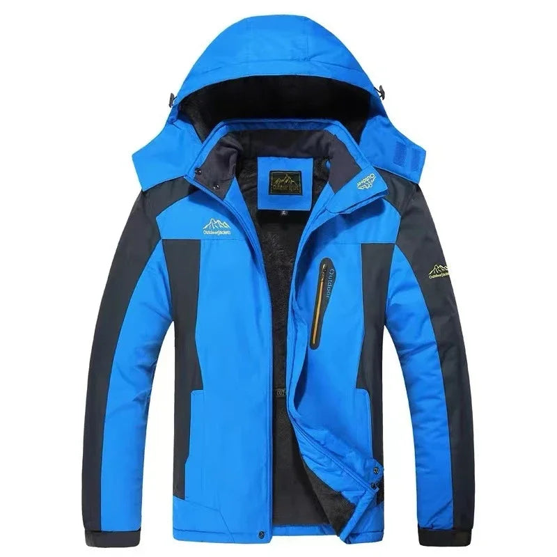 Winter New Waterproof Coat for Men, Winter with Added Velvet and Thick Warm Top, Men's Casual Loose Ski Jacket Jacket Quality