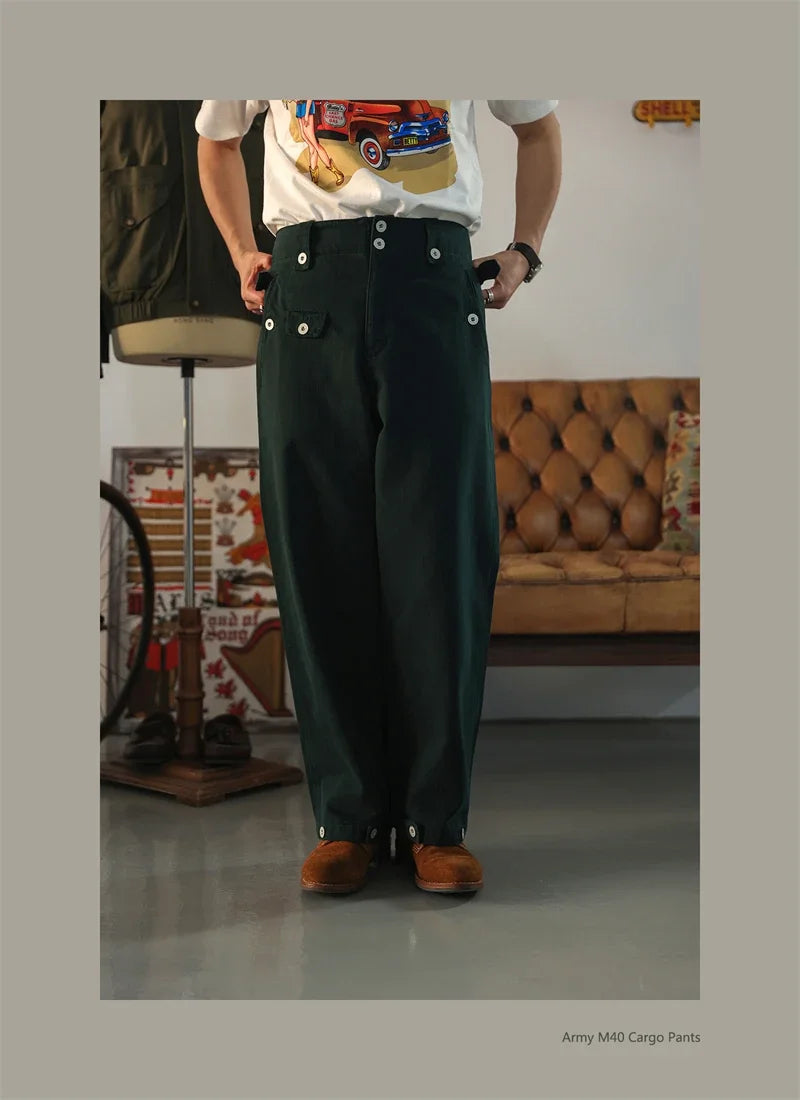 Second Order Army M40 Cargo Pants German Style Vintage Inspired Chino Trousers