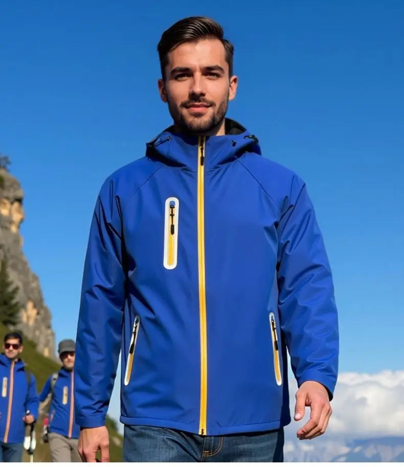 Unisex Fleece Lined Solid Color Jacket, Plus Size Windproof Delivery Coat for Hiking, Custom Logo Winter Set