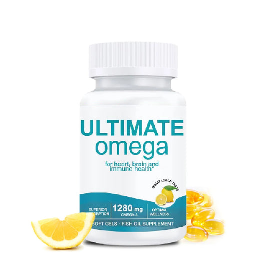 Ultimate Omega 3 Fish Oil Supplement with EPA & DHA - Promotes Brain & Heart Health - 120 Softgels - 1280 Omega-3 - Non-GMO