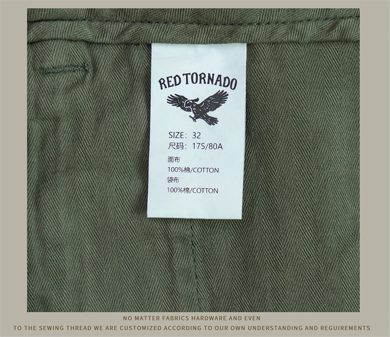 Red Tornado 11.5oz Cotton Twill Chino Garment Dyeing Vintage American Workwear Men's Pants Straight Leg