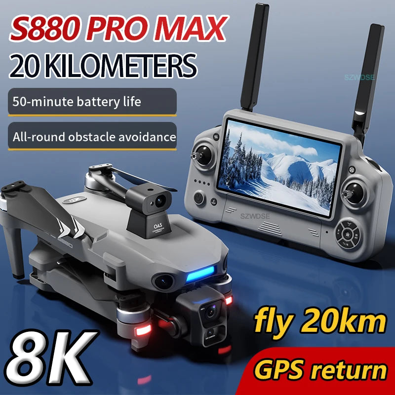S880 Max Fishing GPS Drone 8K Dual Camera 5G Wifi FPV 3-Axis Gimbal Professional Obstacle Avoidance Quadcopter Airdrop RC Dron
