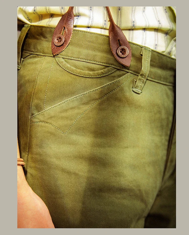Red Tornado Chino Pants Retro Style Men's Cinch Back Casual Trousers Straight Fit CK-0010