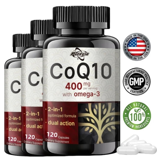 Coenzyme Q10 Capsules 400mg, for Circulation Stress Health and Body Energy, Better Absorption, Antioxidant