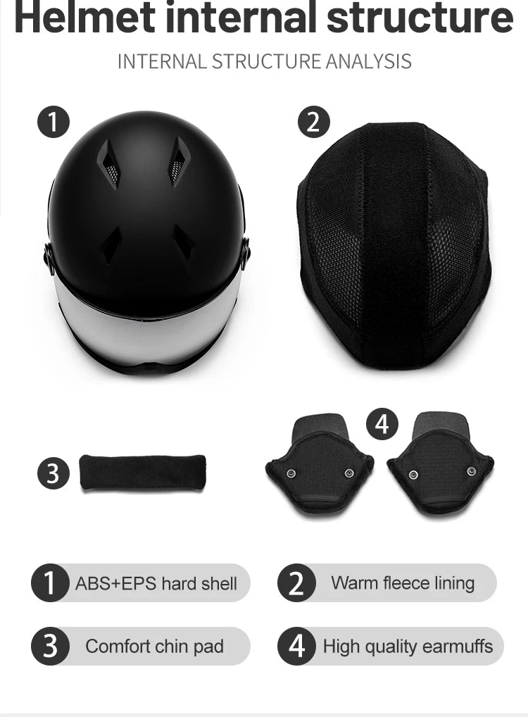 Eastinear Ski Helmet Ski Goggles Helmet Integrated Warm and Anti-collision Outdoor Ski Safety Equipment for Adults and Children