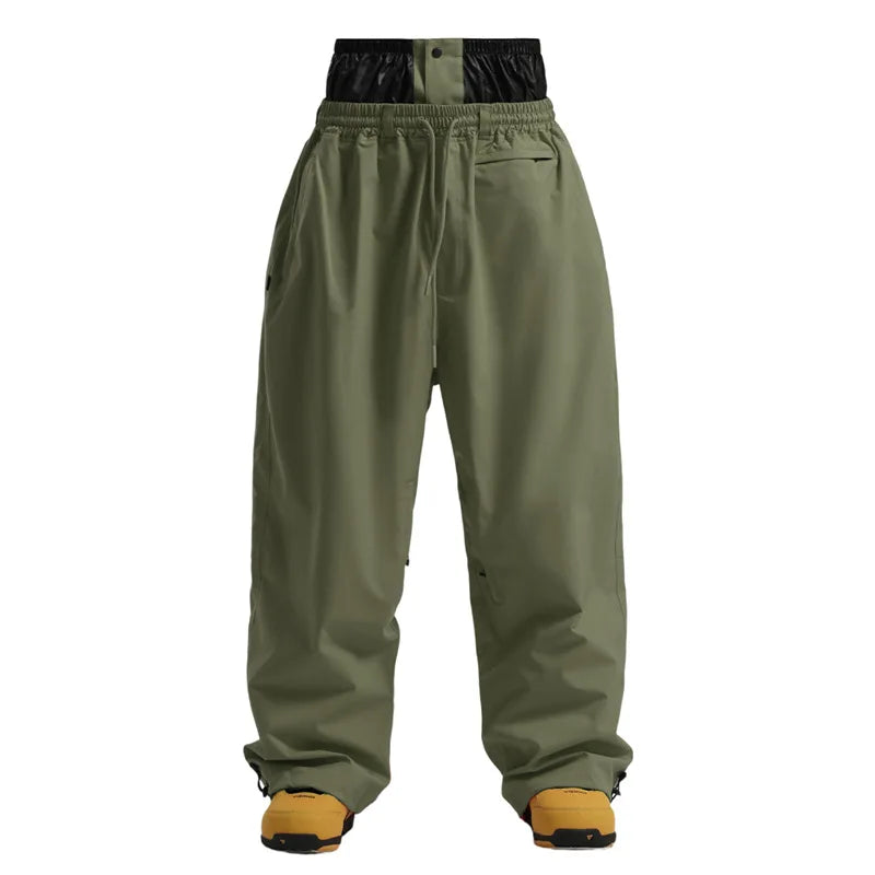 Gsou Snow 2025 Unisex Loose Fit Cargo Ski Pants - Waterproof Windproof Snowboard Trousers for Men & Women Winter Snow Gear
