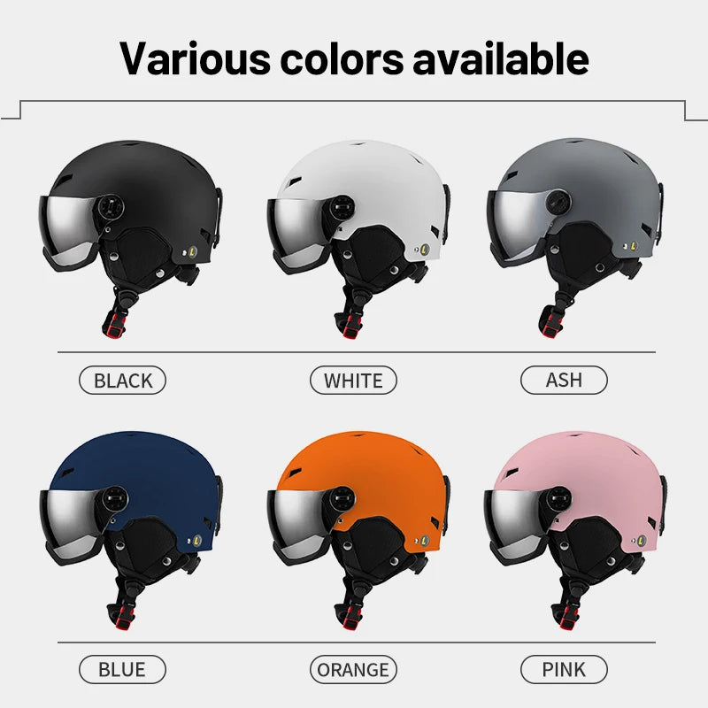 Eastinear Ski Helmet Ski Goggles Helmet Integrated Warm and Anti-collision Outdoor Ski Safety Equipment for Adults and Children