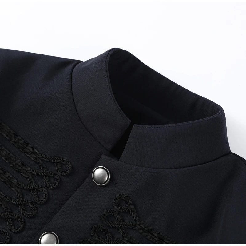 Unique Oblique Button Military Jacket Women Vintage Asymmetry Cropped Napoleon Jackets Lady New Fashion Street Spring Outwear