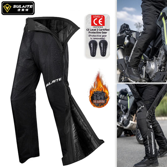 Motorcycle Riding Pants Quick Release CE2 Certified Protective Gear Winter Warm Water-Resistant No-Shoe Removal Reflective