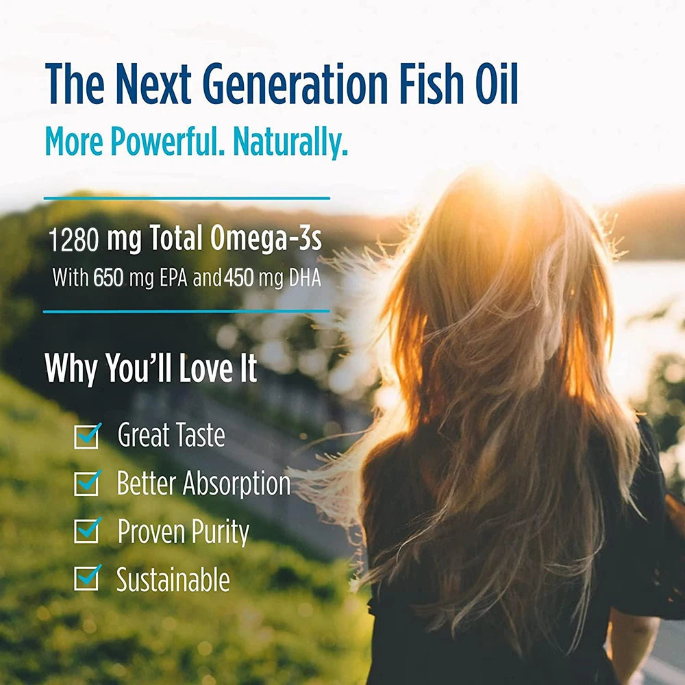 Ultimate Omega 3 Fish Oil Supplement with EPA & DHA - Promotes Brain & Heart Health - 120 Softgels - 1280 Omega-3 - Non-GMO