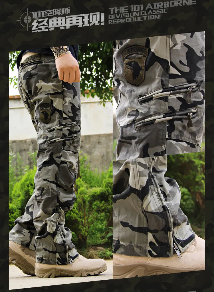 Men's Cargo Pants Outdoors Style Tactical Pants Male Camo Jogger Plus Size Cotton Many Pocket Men Camouflage Black Trousers