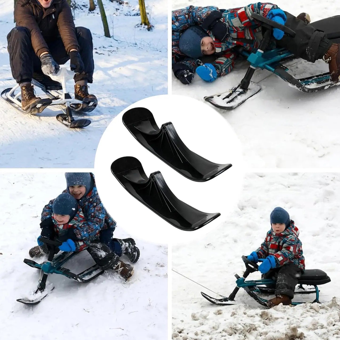 All-Terrain Snow Sled Conversion Kit, Lightweight Ergonomic Skis for Sand Grass Gravel, Year-Round Fun for Park Beach Outdoor