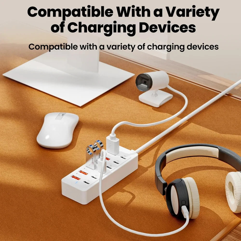 12 in 1 Fast USB Charger Power Strip Desktop Charging Station Fast Charging 1m Cord USB HUB Adapter Socket for Home Office