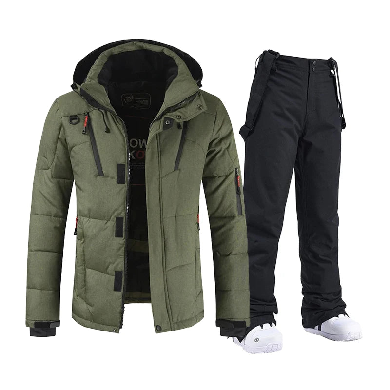 Winter Ski Suit Men Camping Mountain Ski Jacket Ski Pants Warm Windproof Down Jacket Overalls Outdoor Sports Snowboard Clothing