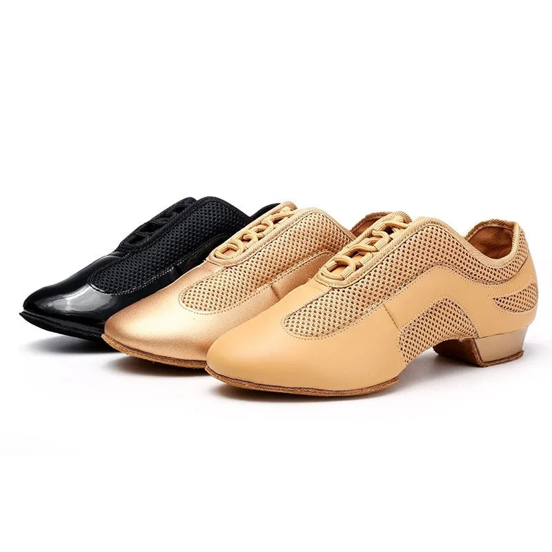Latin Dance Shoes Adult Men Women Skin Tone Patent Leather Professional Soft Teacher Shoes Square Dance Shoes Ballroom Big Size
