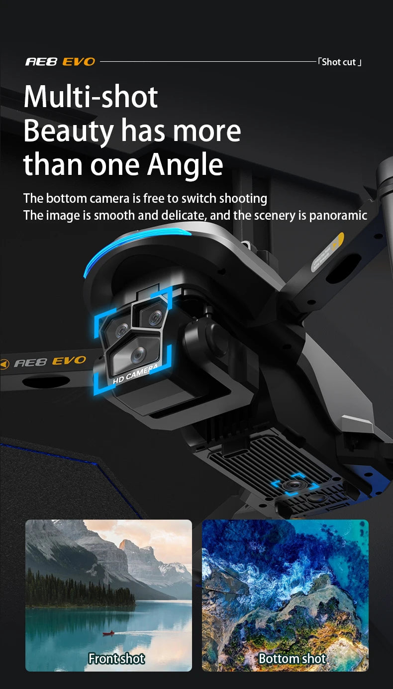 AE8 EVO GPS Drone 4K Professional HD Dual Camera With Screen 5G WIFI 360°Obstacle Avoidance Brushless Rc Quadcopter FPV Drones