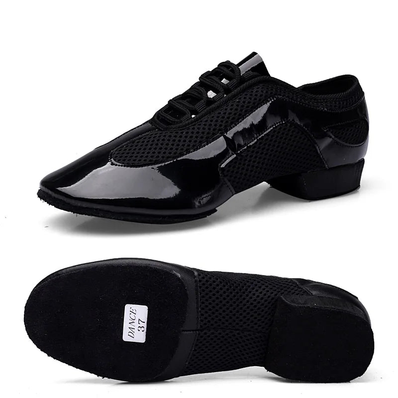 Latin Dance Shoes Adult Men Women Skin Tone Patent Leather Professional Soft Teacher Shoes Square Dance Shoes Ballroom Big Size
