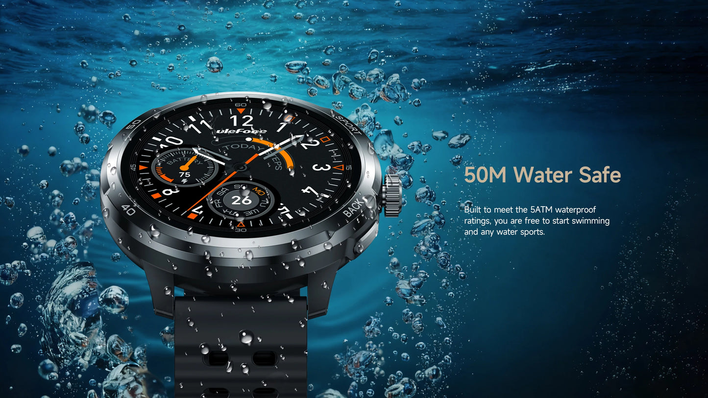 Ulefone Armor Watch Pro Smartwatch 1.5" AMOLED Display, Built-in GPS, Heart Rate Monitor, Sports Smart Watch for Men & Women