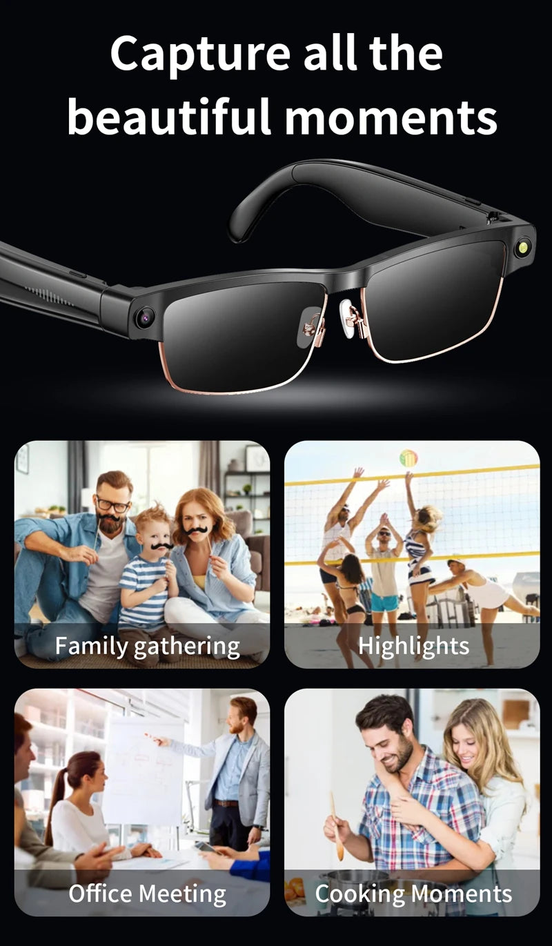 Lenovo HD AI Smart Glasses Photochromic Chat GPT Camera Bluetooth Call Voice Assistant Music Player Translation Semi-Rimless