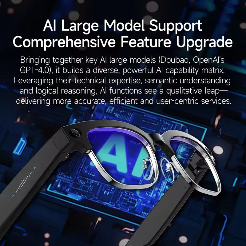 New 4K HD AI Smart Glasses 800w Pixel Multifunctional Camera Ultra Bluetooth Call Voice Assistant Music Player Smart Translation