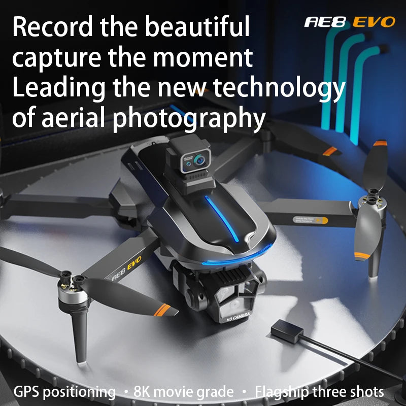 AE8 EVO GPS Drone 4K Professional HD Dual Camera With Screen 5G WIFI 360°Obstacle Avoidance Brushless Rc Quadcopter FPV Drones