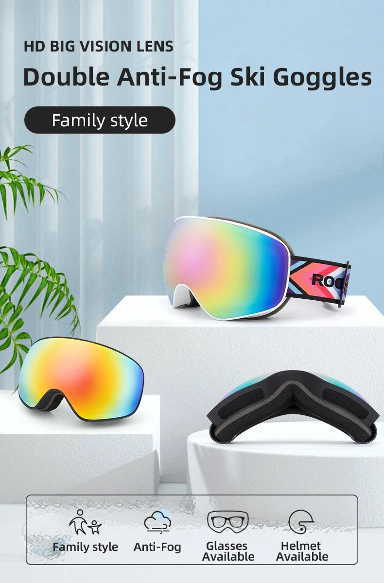 ROCKBROS Skiing Snowboarding Eyewear Goggles for Adult / Child Windproof Anti-fog Snow Ski Glasses Winter Sports Accessories