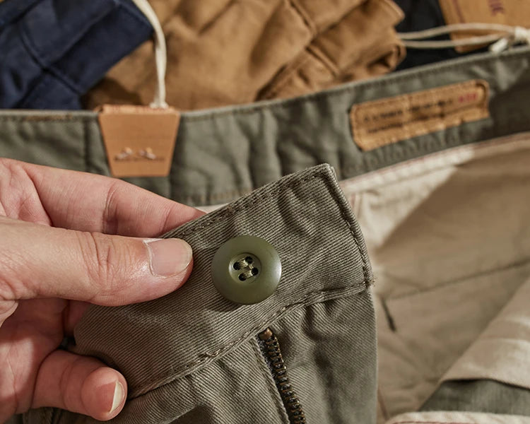May Khaki American retro simple cargo pants men's heavy chino casual pants straight leg all matching tapered pants