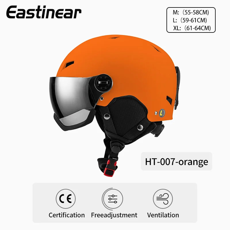 Eastinear Ski Helmet Ski Goggles Helmet Integrated Warm and Anti-collision Outdoor Ski Safety Equipment for Adults and Children