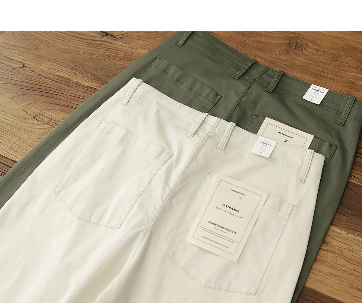 Summer thin straight leg pants American retro Chino simple beige white elastic black casual pants men