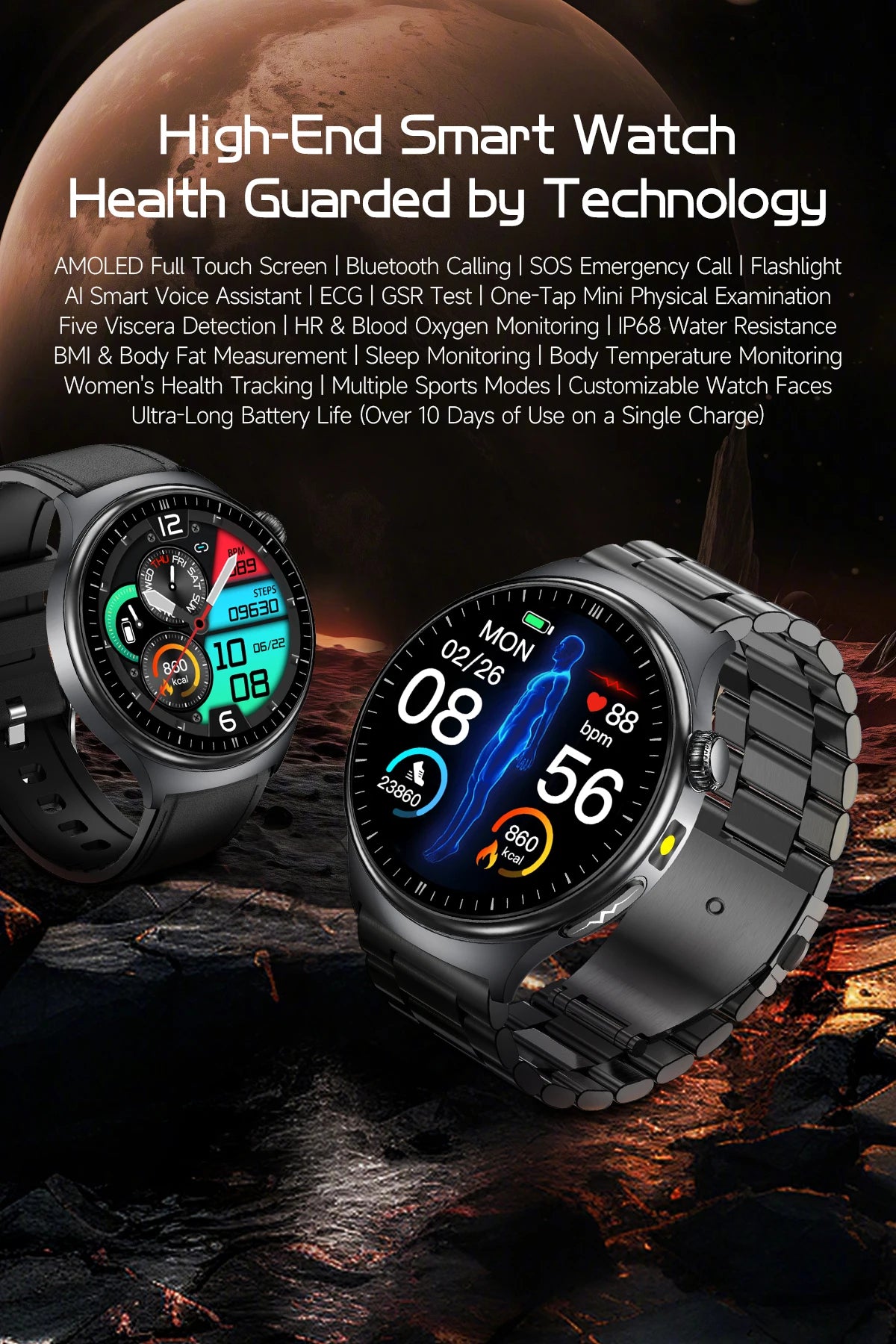 Nursing Grade Health Smartwatches For Men Women Precision Detection Heart Rate Blood Fats Uric Acid Blood Pressure ECG Smart Wat