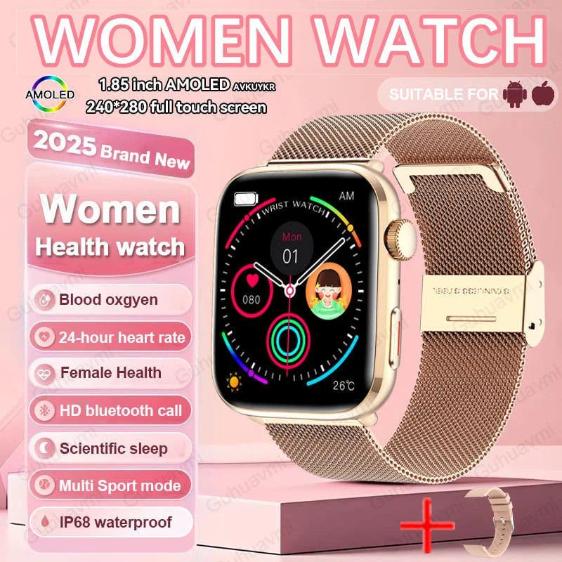 2025 New Women Men AI Smart Diagnosis Watch HRV+PPG Blood Pressure Heart Rate Health Monitor IP68 NFC Fashion Sports Smartwatchs