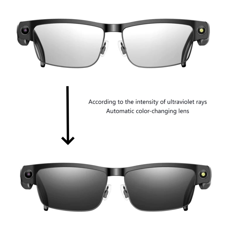 Lenovo HD AI Smart Glasses Photochromic Chat GPT Camera Bluetooth Call Voice Assistant Music Player Translation Semi-Rimless